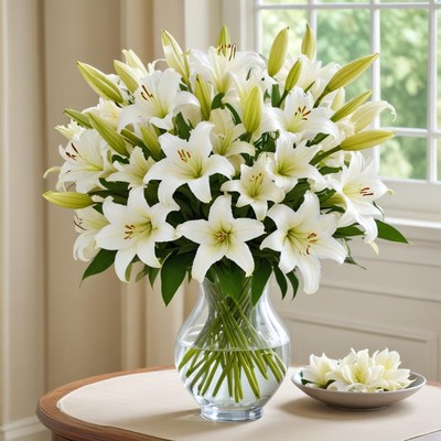 Elegant white lilies in vase