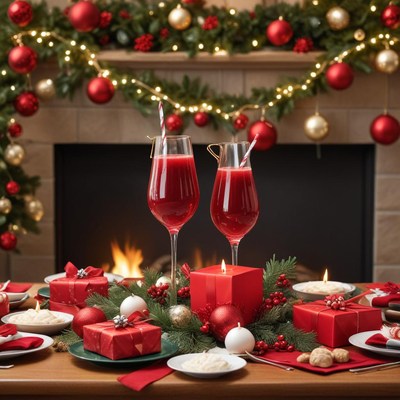 Festive christmas celebration table setting