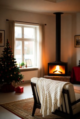 Cozy winter living room scene