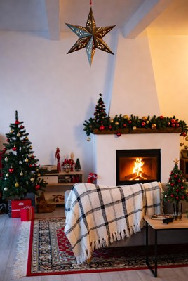 Cozy holiday living room setup