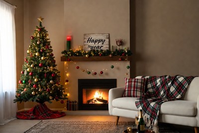 Cozy living room for new year celebration