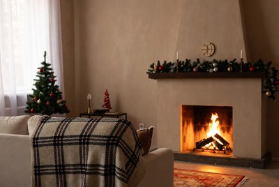 Cozy living room with fireplace