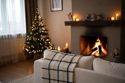 Cozy holiday living room scene
