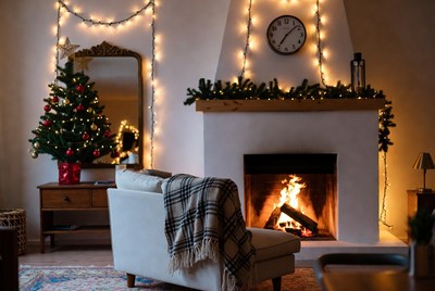 Cozy holiday living room setting