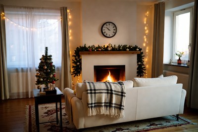 Cozy winter living room setting