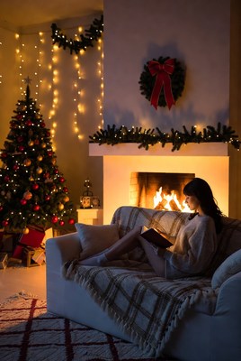 Cozy evening by the fireplace