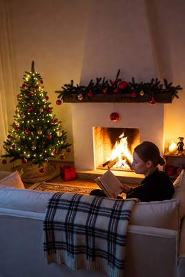 Cozy evening by the fireplace