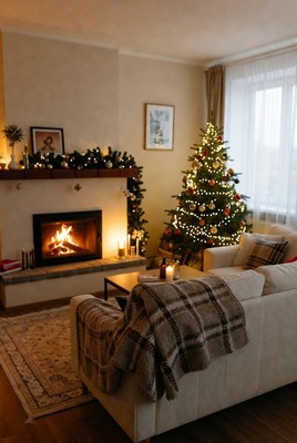 Cozy christmas living room decor