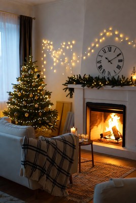 Cozy holiday living room setting