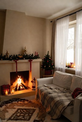 Cozy holiday living room scene