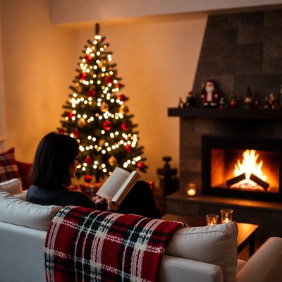 Cozy evening by the fireplace