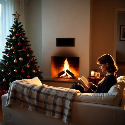 Cozy evening by the fireplace