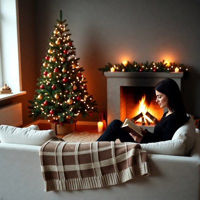 Cozy winter evening by the fire