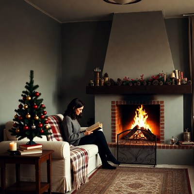 Cozy evening by the fire