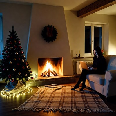 Cozy evening beside the fireplace