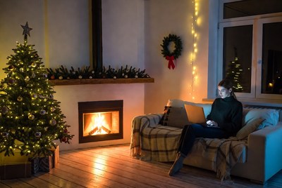 Cozy evening by the fireplace