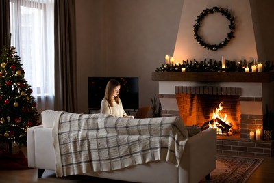 Cozy evening by the fireplace