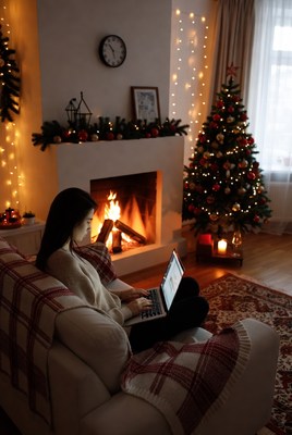 Cozy evening by the fireplace