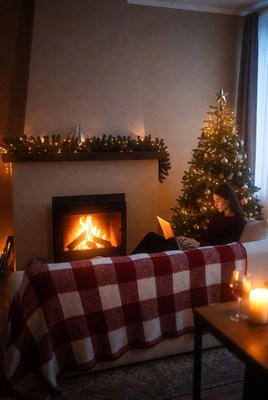 Cozy evening by the fireplace