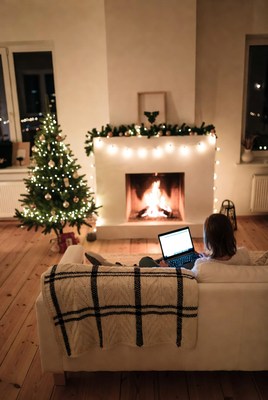 Cozy evening by the fireplace