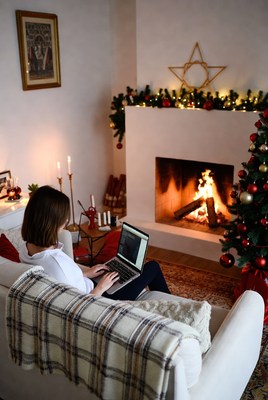 Cozy winter evening by the fire