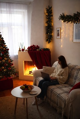 Cozy winter evening by the fire