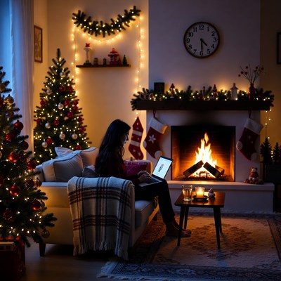 Cozy evening by the fireplace