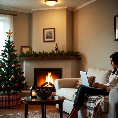 Cozy indoor holiday work session