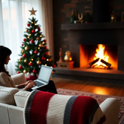 Cozy evening by the fireplace