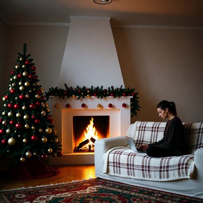 Cozy evening by the fireplace