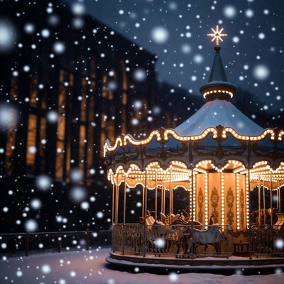 Winter carousel in the snow