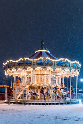 Magical carousel rides in winter