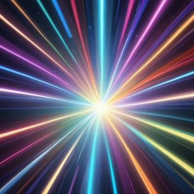 Colorful light rays bursting outward