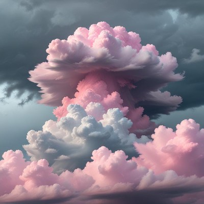 Beautiful pink and gray clouds at sunset