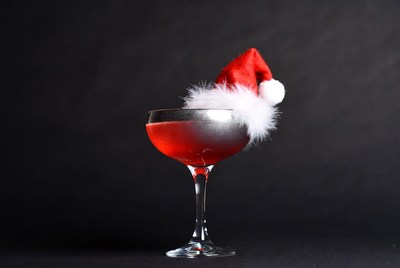 Festive cocktail with christmas hat