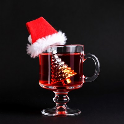 Festive drink with santa hat