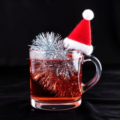 Festive drink with christmas hat