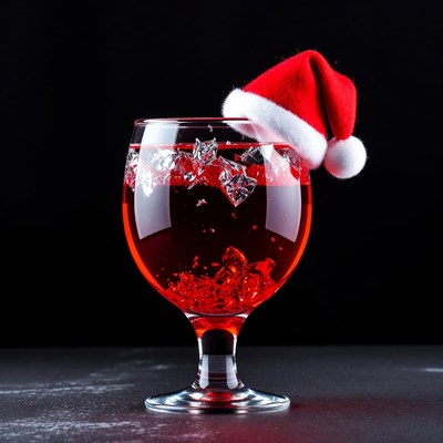Festive drink with santa hat