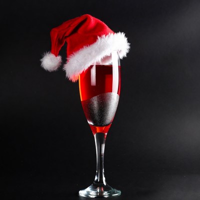 Festive drink with santa hat