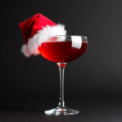 Holiday cocktail with santa hat
