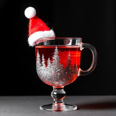 Festive red drink with santa hat
