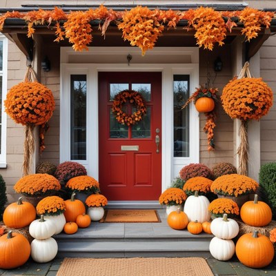 Fall decorations for a cheerful entrance