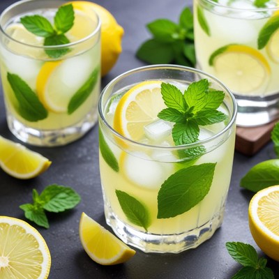Refreshing lemon mint drinks