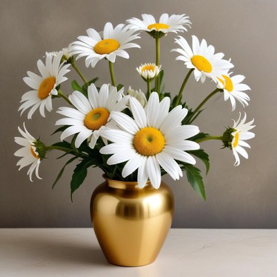 Lovely daisies in a golden vase