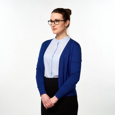 Professional woman in blue attire
