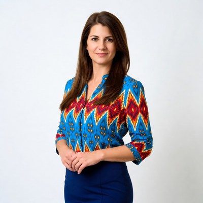 Confident woman in vibrant attire