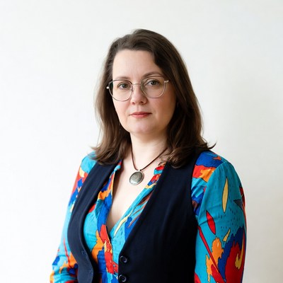 Confident woman in colorful attire