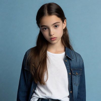 Young girl in denim outfit