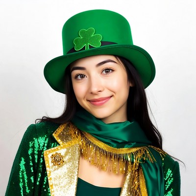 Smiling girl in green attire