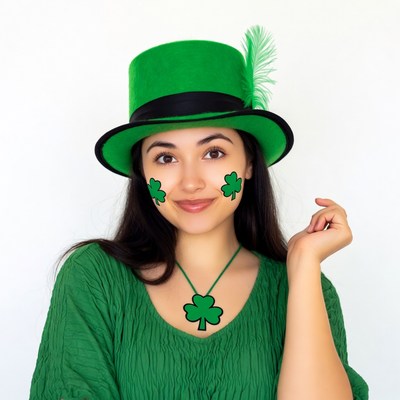 Woman celebrates st. patrick's day